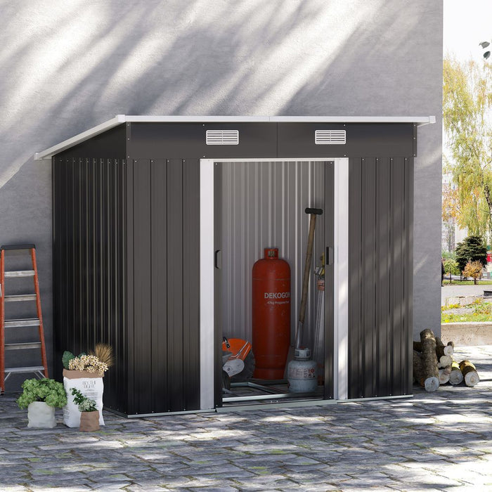 6.8 x 4.3ft Outdoor Garden Storage Shed, Tool Storage Box Black 6.8x4.3ft