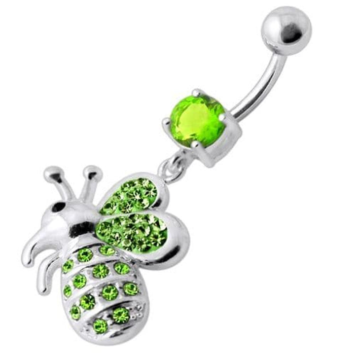 Fancy Jeweled Honey Bee Dangling Belly Ring