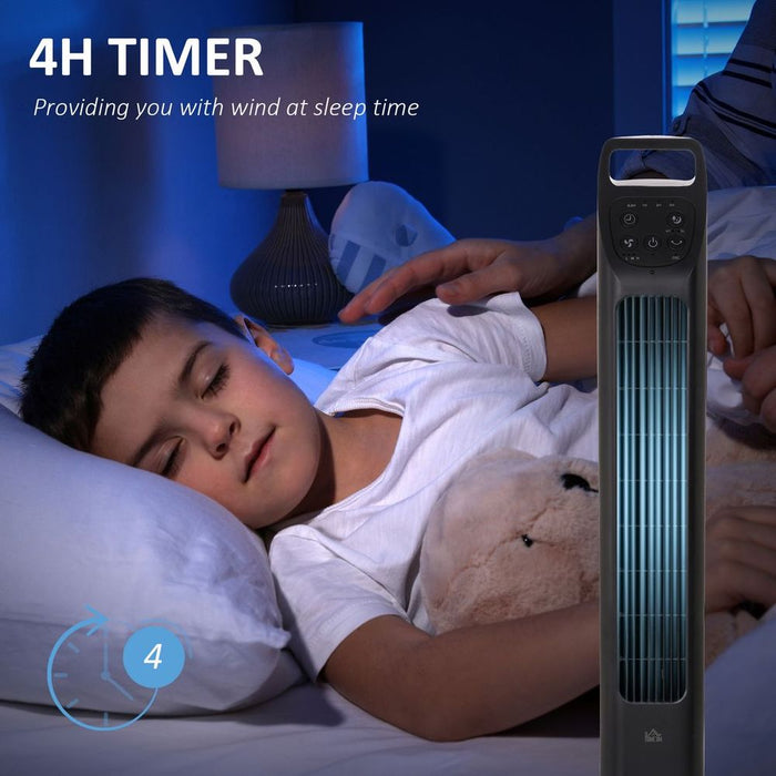 Powerful Oscillating Tower Fan, Remote Control, 4H Timer - Home/Office Cooling