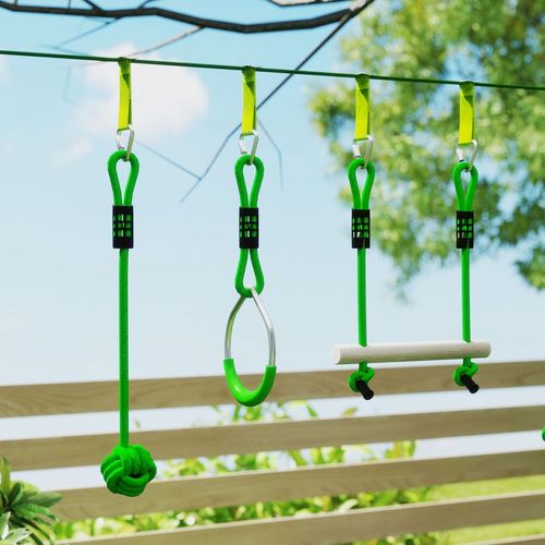 AIYAPLAY 3 Piece Kids Zip Line Kit for Garden, 10m Length, Up to 50kg
