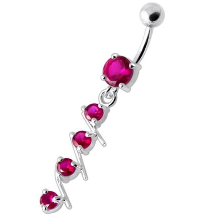 4 step Round Jeweled Dangling Navel Bar