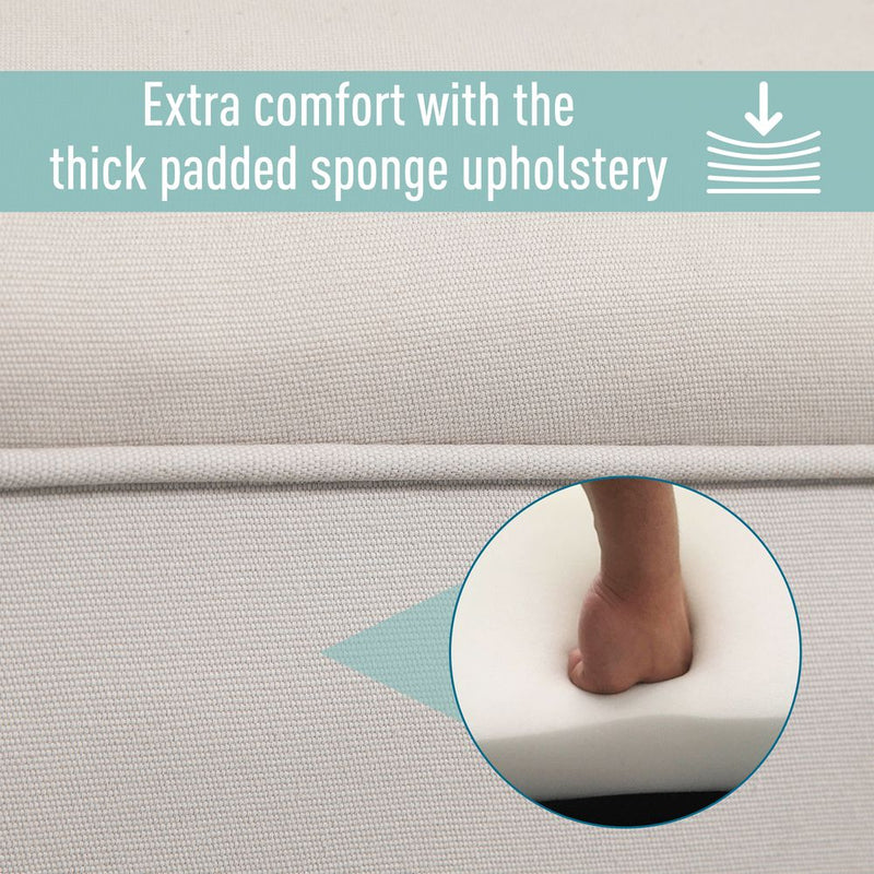 Elegant Flannelette Home End Bench Wood Legs Padding High Scrolled Ends