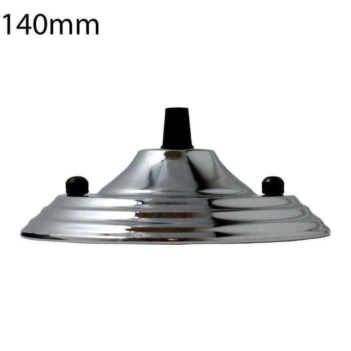 Chrome Pendant Cable Grip Plate for Light Fitting - 140mm - Ceiling Rose