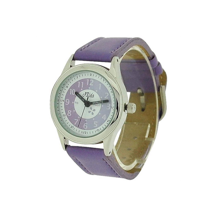 Relda Girls Time Teacher Purple Leather Strap Watch - REL13