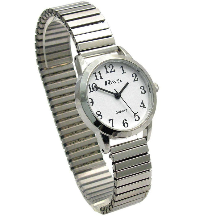 Premium White Dial Bracelet Watch: Ravel Ladies Expander R0232.01.2