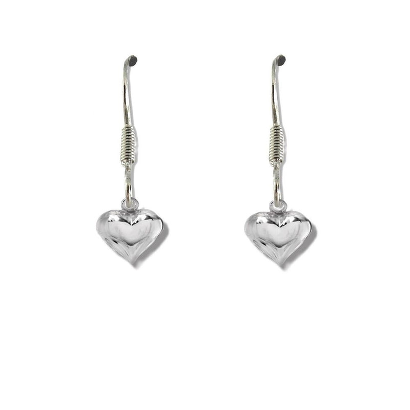 Premium Silver Plated Girls Mini Puff Heart Drop Earrings - Perfect Gift for All Occasions!