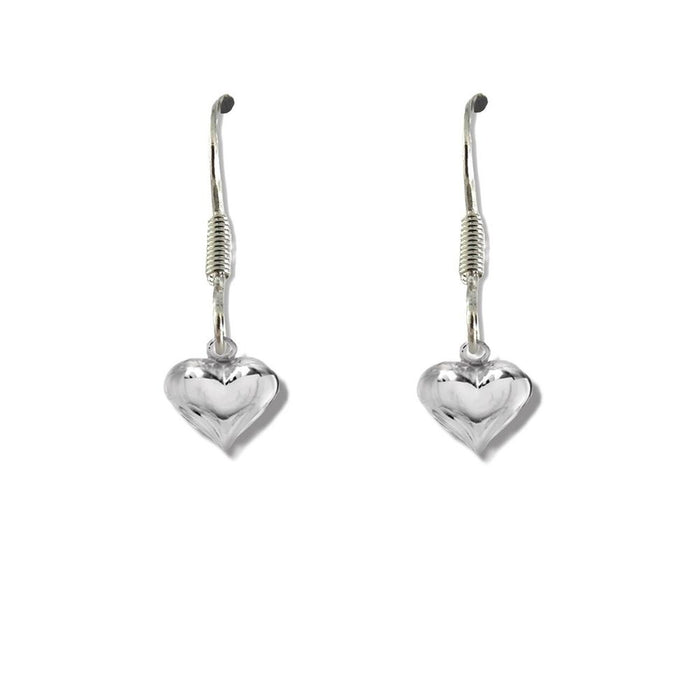 Premium Silver Plated Girls Mini Puff Heart Drop Earrings - Perfect Gift for All Occasions!