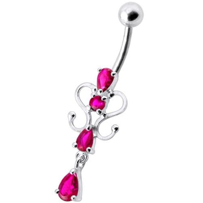 14G Fancy Dangling Green Stone Belly Ring