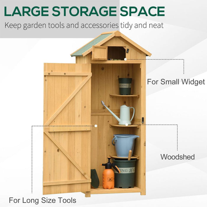 Garden Shed Utility - 3 Shelves - Wood - Outdoor - 77x54.2x179cm - Brown