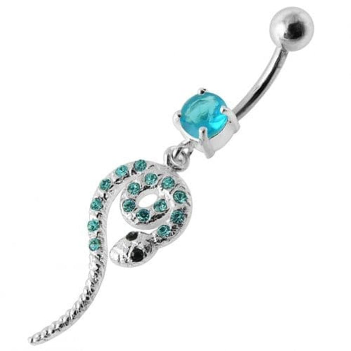 Snake Jeweled Dangling Belly Ring