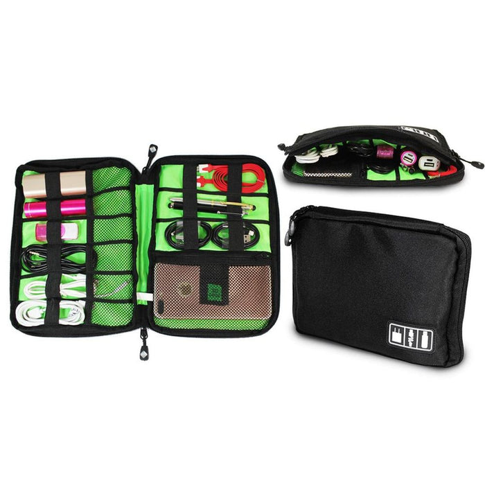 Aquarius Multi-Purpose Travel Electronics Organizer Bag, Black. Perfect for Cables, Chargers, Flash Drives, and More!