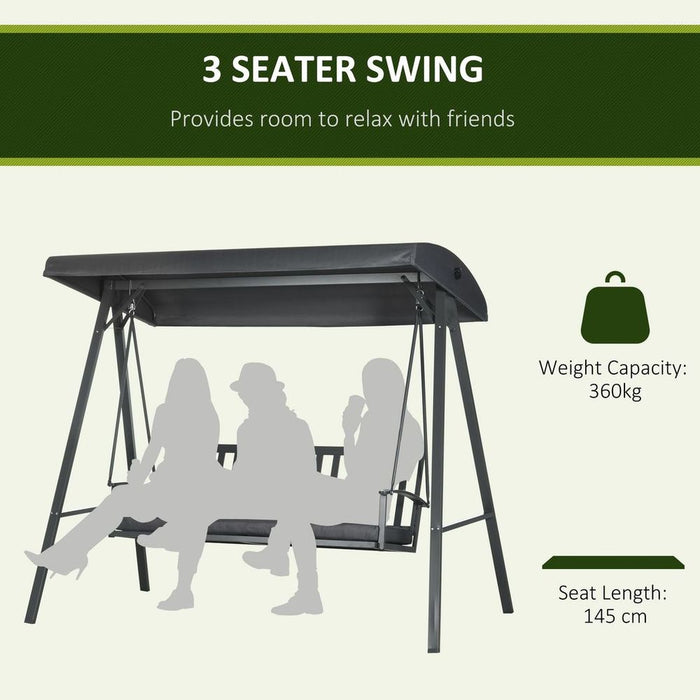 Premium 3-Seat Outdoor Canopy Swing Chair - Comfortable & Stylish Garden Glider with Removable Cushion