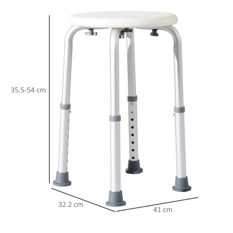 HOMCOM Bath Chair Shower Seat Safety Bathroom Elderly Aids Adjustable Positions White