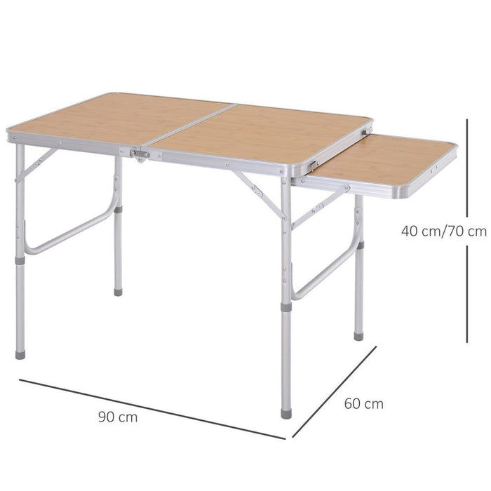 Outsunny 3ft Aluminium Picnic Table w/Side Desktop Outdoor BBQ Party Portable