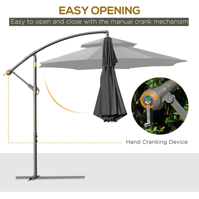 Premium 2.7m Offset Banana Umbrella - Cross Base, Black