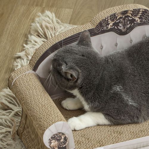 PawHut Cat Scratching Board with Organic Catnip for Indoor Cats, Brown