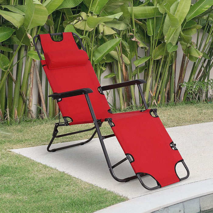 Portable Foldable Camping Chair with Adjustable Back & Pillow - Outdoor Lounger