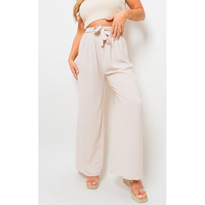 Lauryn Drawstring Waist Wide Leg Trouser: Chic & Comfortable Pants