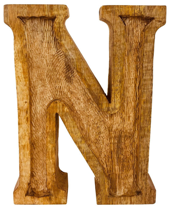 Hand Carved Wooden Embossed Letter N - Rustic Decor for Baby's Nursery, Weddings, and More!