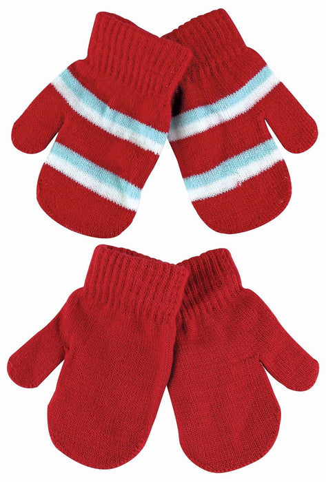 Cozy Baby Mittens - Unisex, 12-24 Months, 2 Pack, Soft & Warm, Blue, Pink, Red, Machine Washable