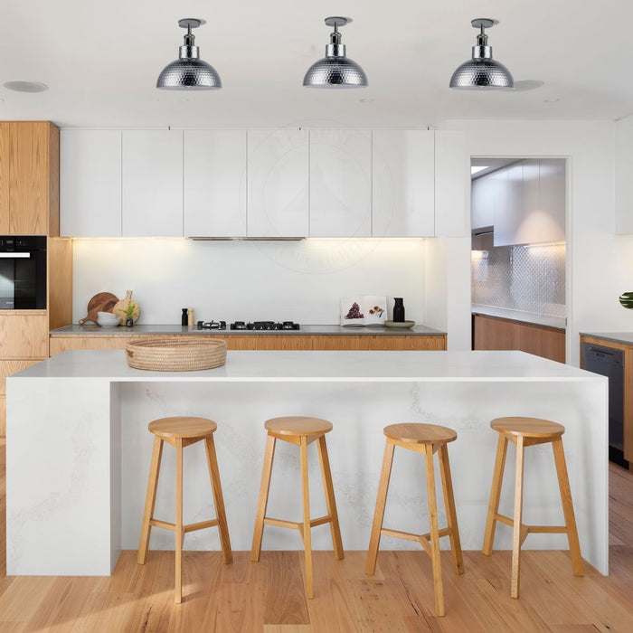 2 Pack Vintage Industrial Style Chrome Flush Mount Metal Ceiling Light