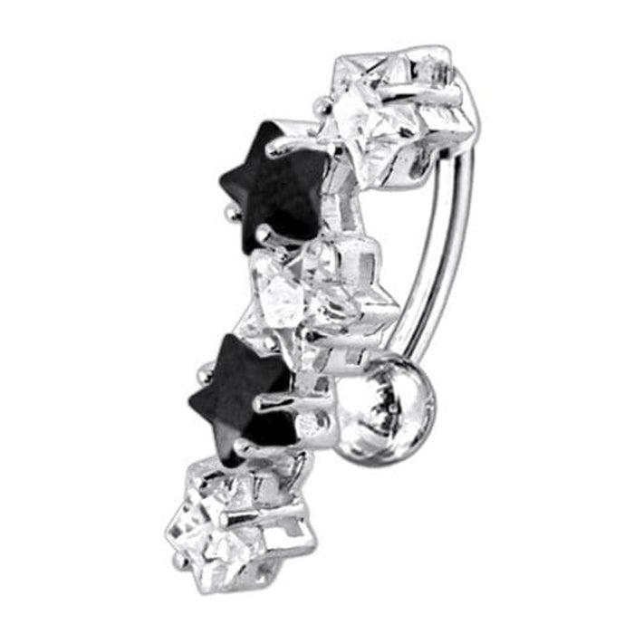 Fancy Jeweled Dangling 5 Stars Reverse Belly Ring