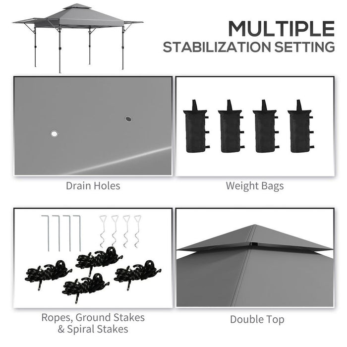 Premium Outsunny Pop Up Gazebo - 5x3(m), Dual Awning, Grey