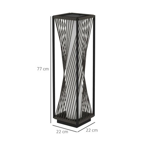 Outsunny Rattan Solar Floor Lamp, Auto On/Off LED Garden Lights, Grey