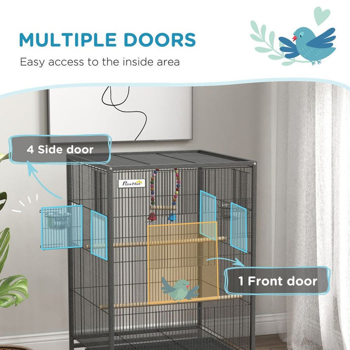 Budgie Cage Parrot Cage - Ideal for Small Parrot, Budgie, Lovebird - High-Quality with Rolling Stand