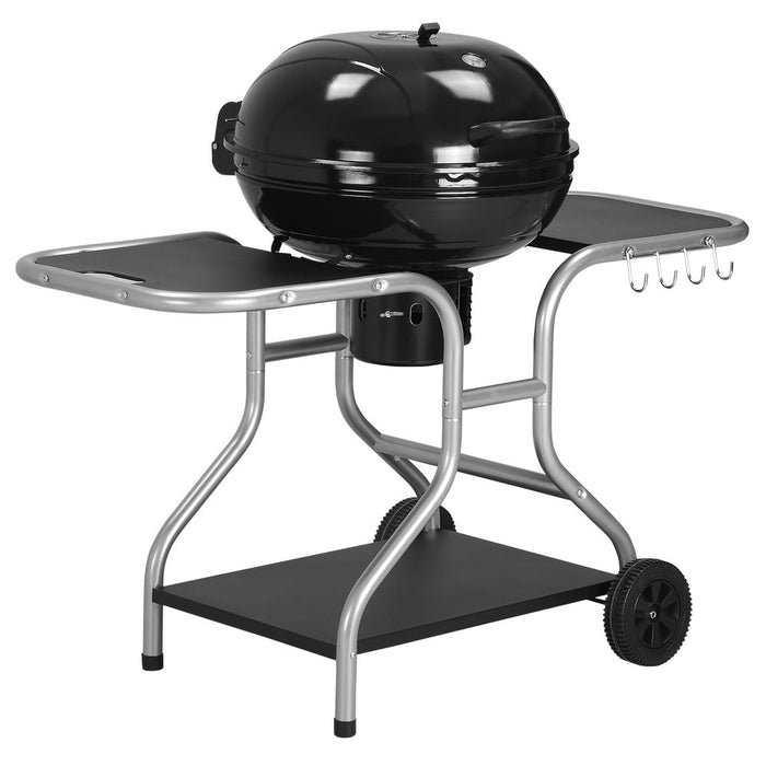 Outsunny Garden Trolley BBQ Grill - Black | High-Temperature Enamel | Portable & Spacious | Ideal for Outdoor Grilling