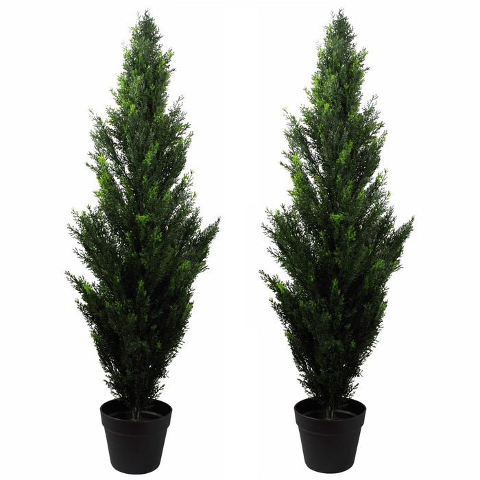 120cm Pair of Artificial Cedar Cypress Topiary UV Resistant