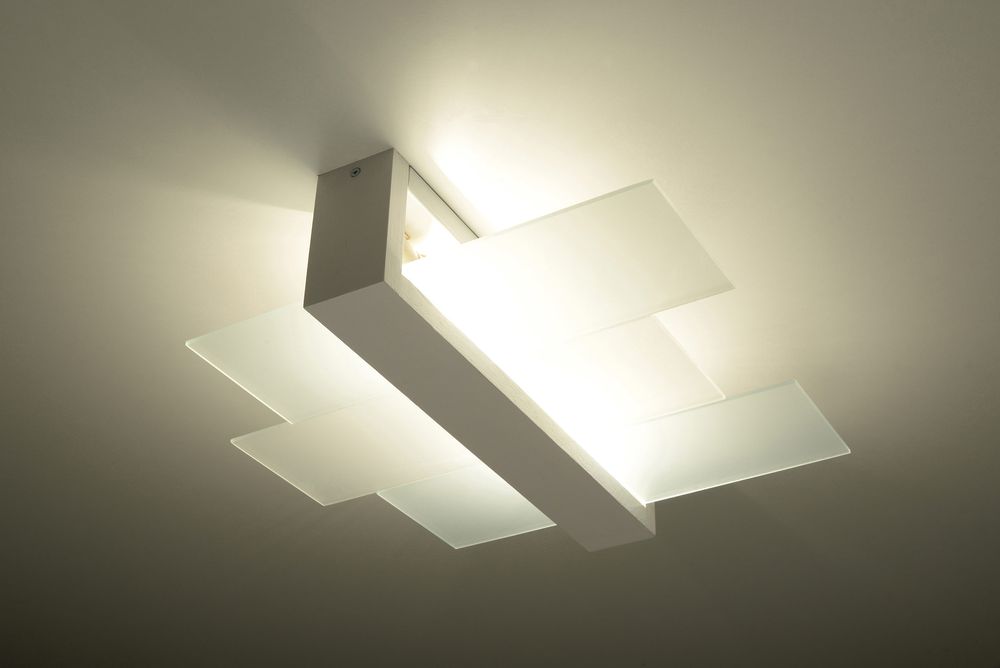 Ceiling Lamp FENIKS 2: White Wood/Glass Modern E27 - Loft Design, Scandinavian & Ultra-Modern - High Quality