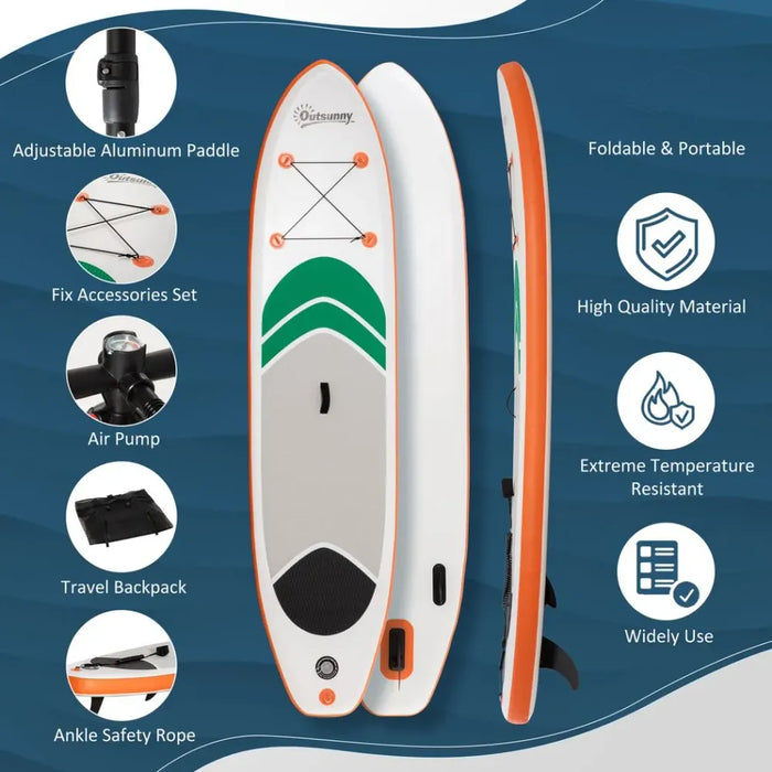 Premium Inflatable Paddle Board Set - 10Ft, Non-Slip, Adjustable Paddle & Carry Bag