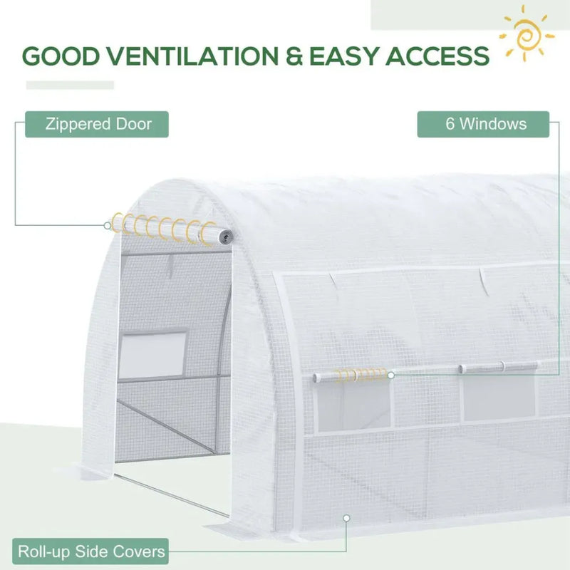 Premium 3x3x2m Polytunnel Greenhouse Tent - Steel Frame - White - High Quality - All Weather - Easy Access - Ventilated