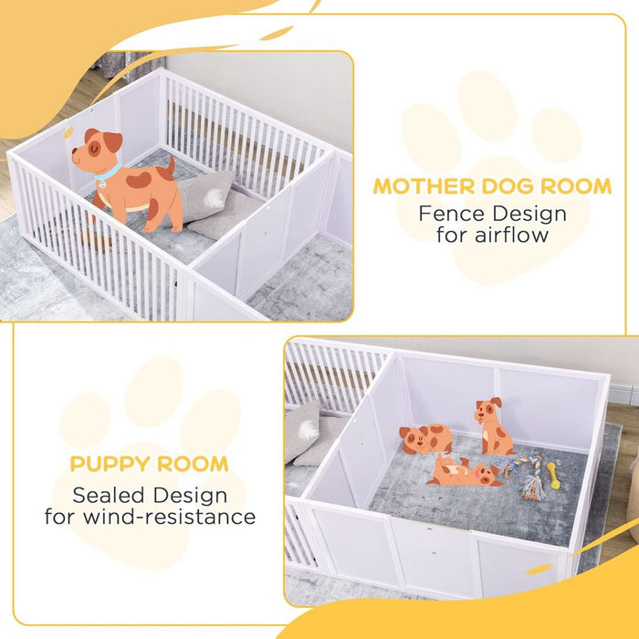 Premium 7-Panel Indoor Puppy Pen with 3 Doors & 2-Room Design