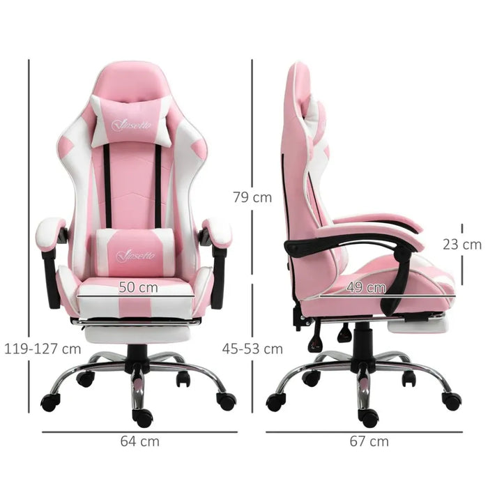 Racing Gaming Chair w/ Lumbar Support, Home Office Desk Gamer Recliner, Pink