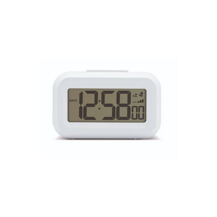 9cm White Backlit Digital Alarm Clock- Acttim Kitto: Snooze, Volume Control, LCD Screen - Best Quality