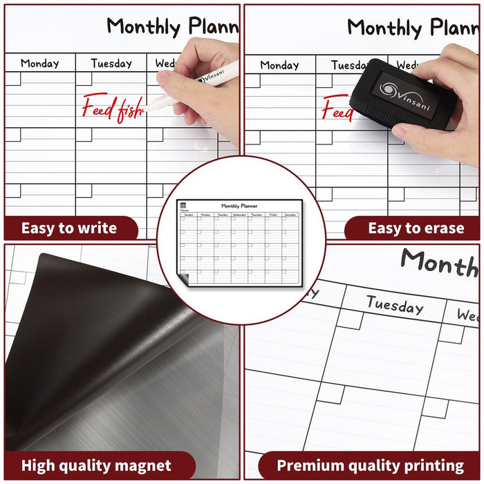 Vinsani Monthly Planner Set: 4 Markers & Eraser