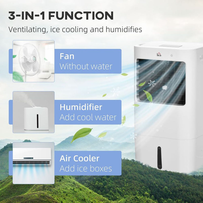 HOMCOM Evaporative Air Cooler Fan Humidifier, Portable & Powerful - Perfect for Home & Office