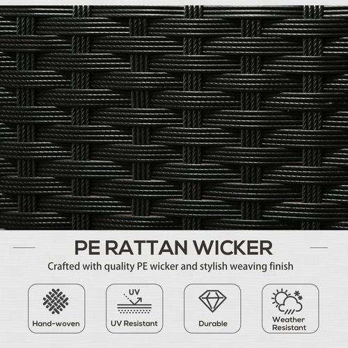 Outsunny Rattan Garden Furniture Sofa Set, 2 Armchairs 2 Footstools Table White