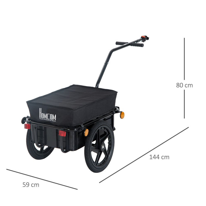 Premium Bike Trailer Stroller | Durable Cargo Trailer | Black | Steel Construction | Removable Storage Box | Sturdy & Safe | HOMCOM