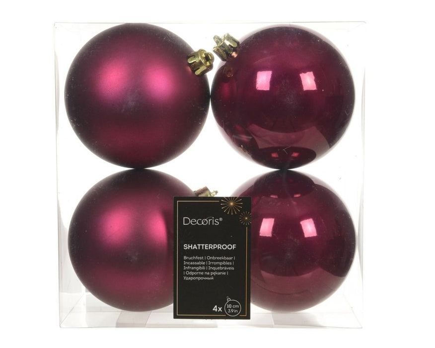 Shatterproof Pink Pomegrante Bauble 10cm Pack of 4 - Christmas