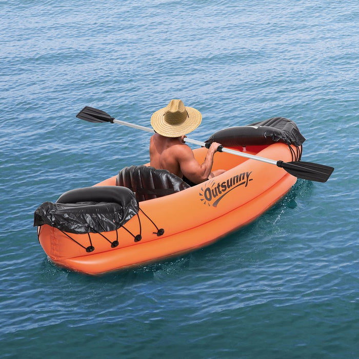 Inflatable Kayak, 1-Person Boat, Inflatable Canoe Set by Outsunny