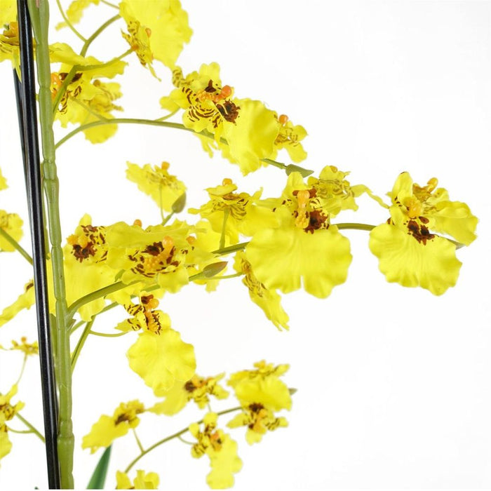 105cm Oncidium Artificial Orchid Yellow in Stoneware Planter