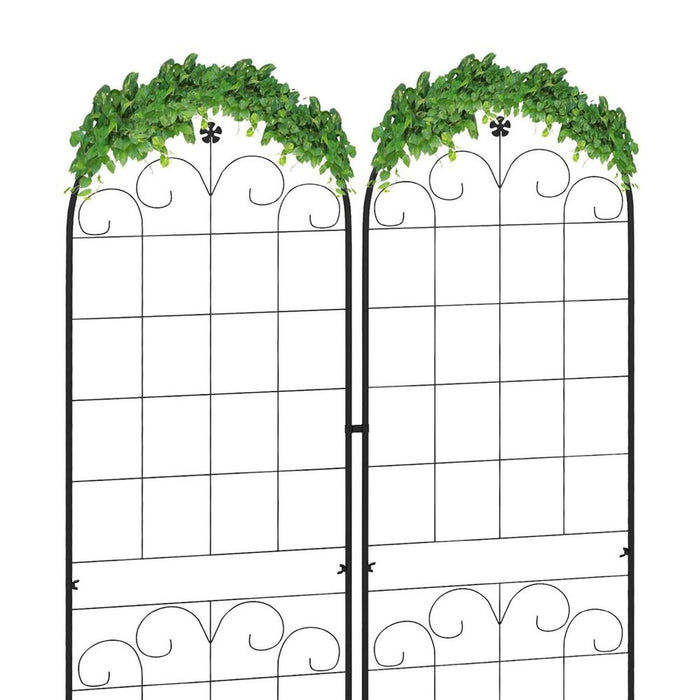 Outsunny Set of 2 Metal Trellis for Climbing Plants, Floral Design