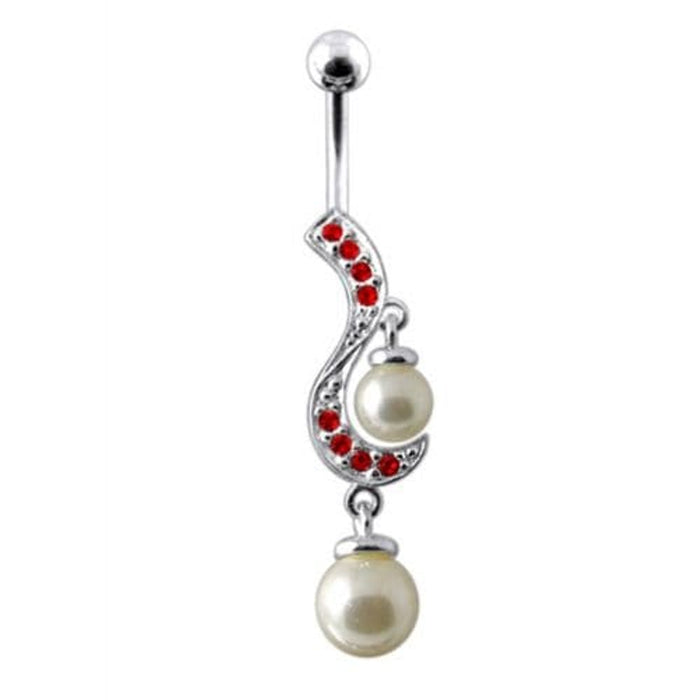 Fancy Centered PEARL Jeweled Dangling Navel Body Ring