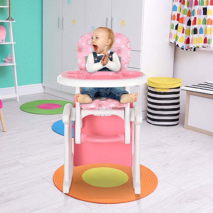 3-in-1 Convertible Baby High Chair Booster Seat with Removable Tray Pink HOMCOM