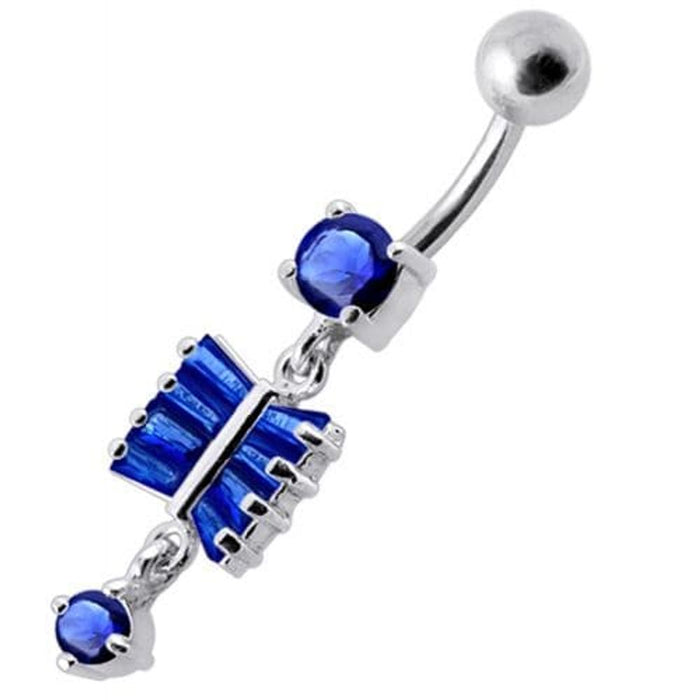 Fancy  Silver Dangling SS Bar Banana Belly Ring