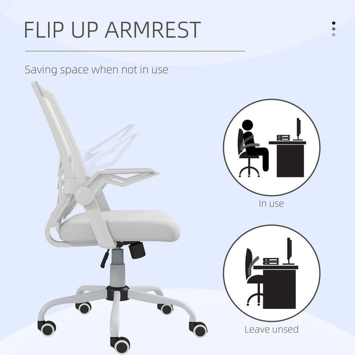 Vinsetto Mesh Swivel Office Chair Task Computer Chair w/ Lumbar Support, White