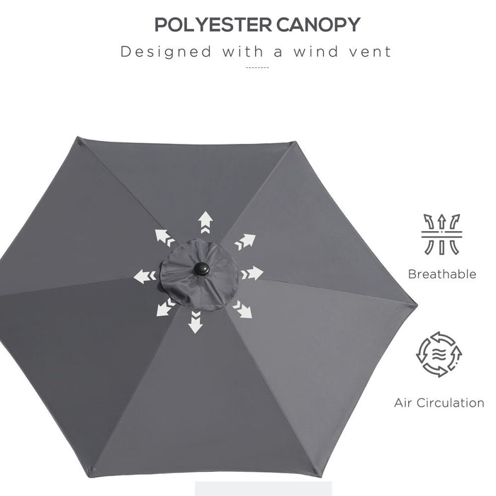 Outsunny 2.7m Patio Umbrella - Aluminum Frame, Grey